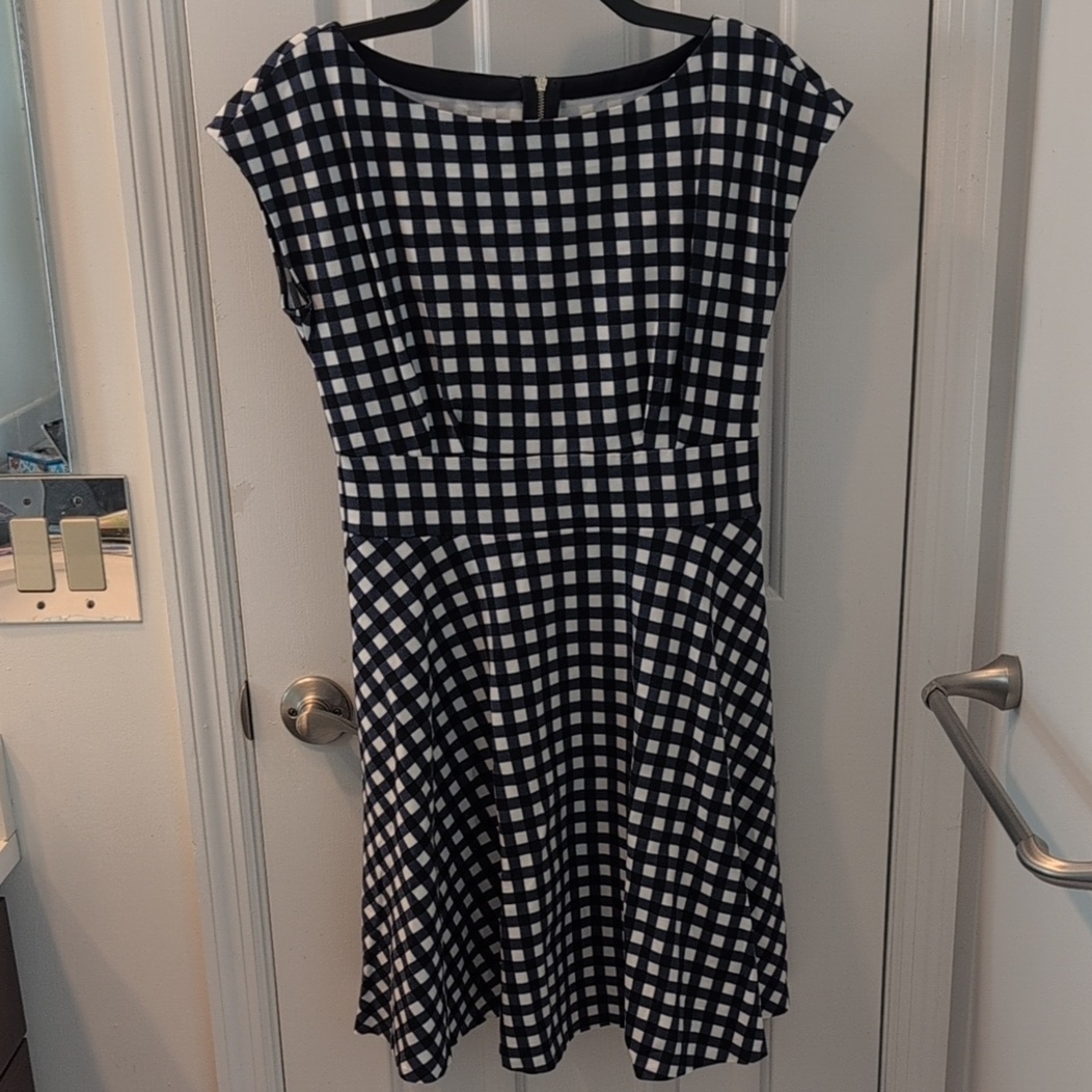 Kate Spade Blue And White Gingham Print Dress M